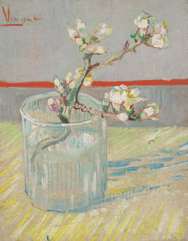 Vincent van Gogh, Sprig of Flowering Almond in a Glass, 1888