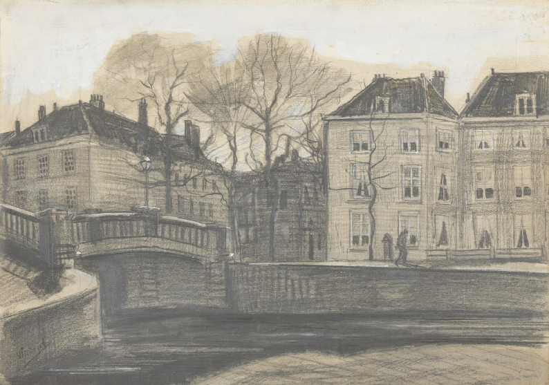Vincent van Gogh, Bridge and Houses on the Corner of Herengracht-Prinsessegracht, The Hague, 1882