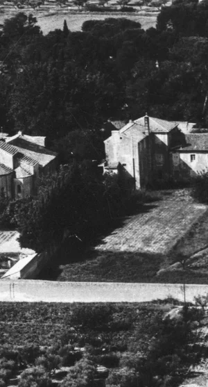 De omgeving van het psychiatrsich ziekenhuis Saint-Paul-de-Mausole in Saint-Rémy-de-Provence met de bergen op de achtergrond
